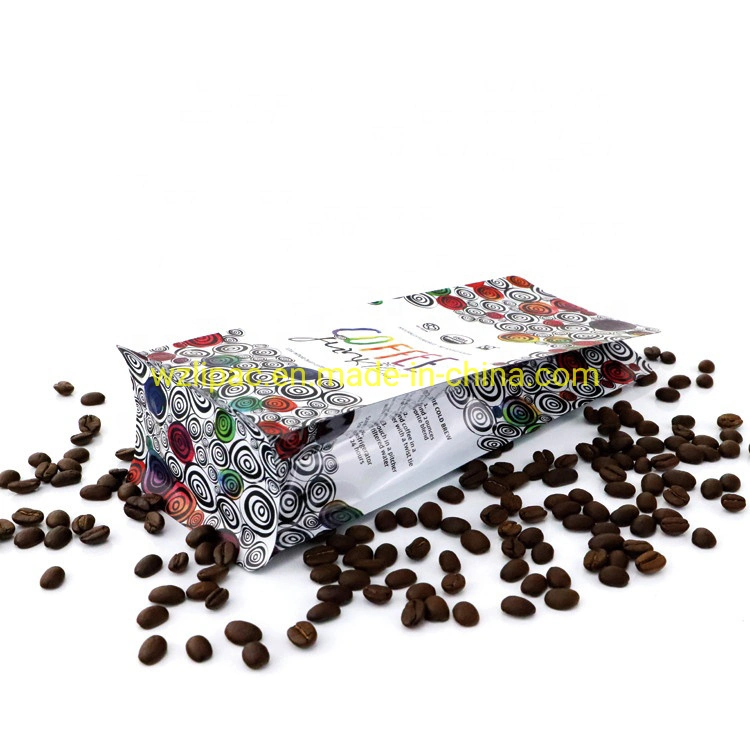 Custom Printed Heat Seal Matt White Flat Block Bottom Plastic Ziplock Valve Green Roasted Coffee Beans Bags